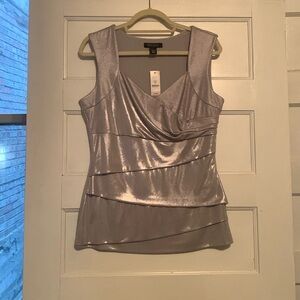NEW White House Black Market silver sleeveless blouse